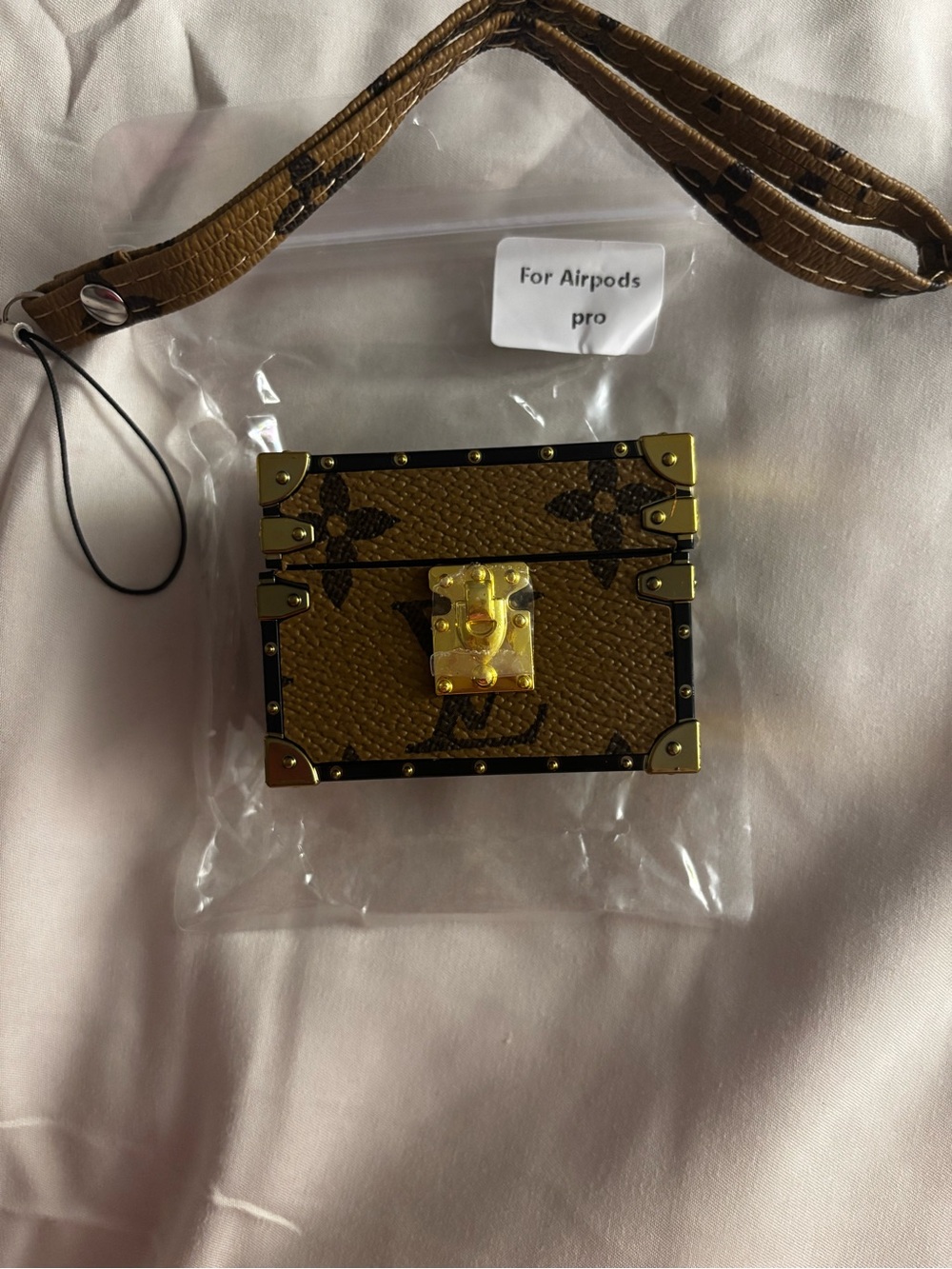 Brand New Brown Trunk AirPods Pro Case with Gold Hardware
